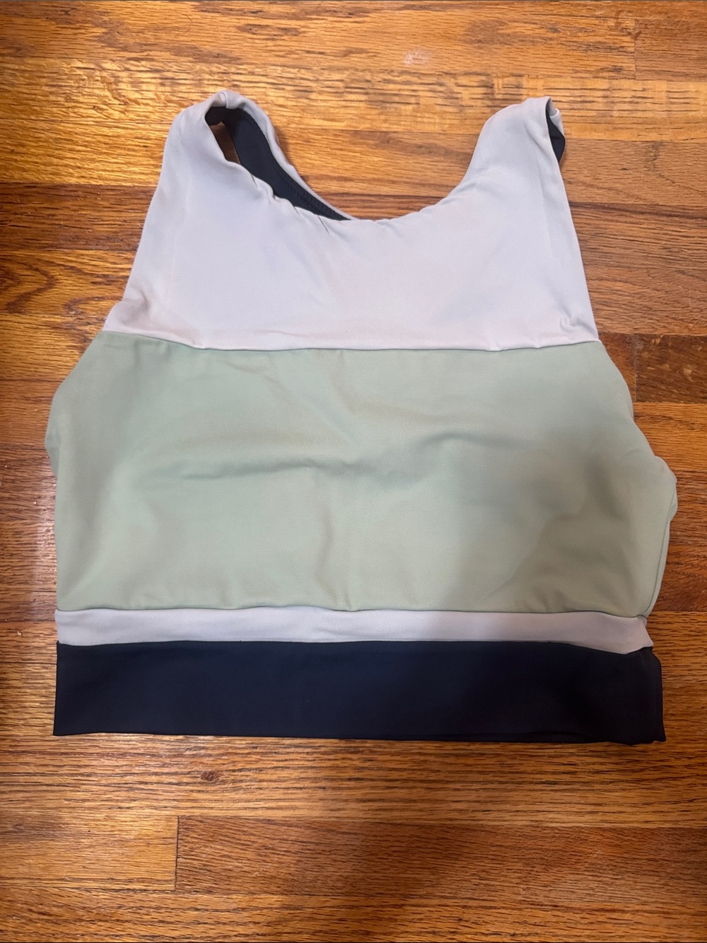 Senita Athletics Colorblock Scoop Swim Bralette - White, Sage & Black